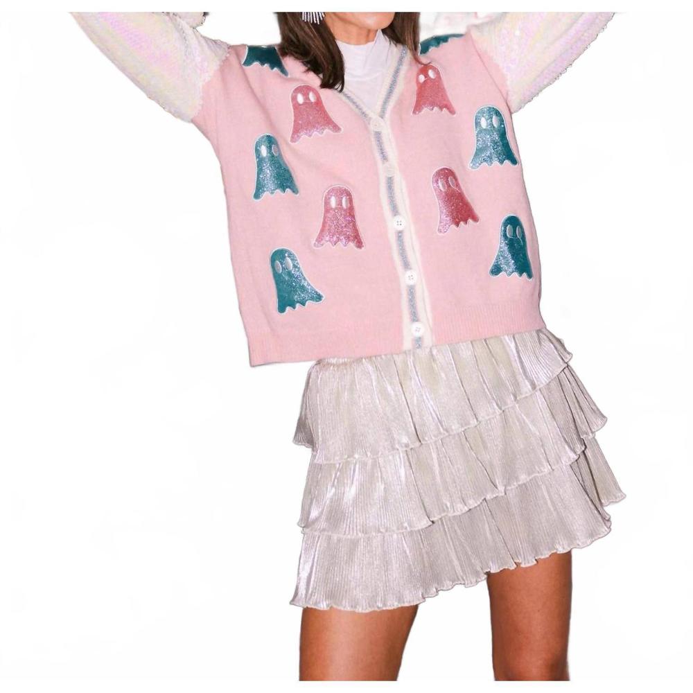 NEW GRACE + EMMA glitter ghosts cardigan in pink